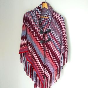 Knit Cape Poncho with Fringe Size OS